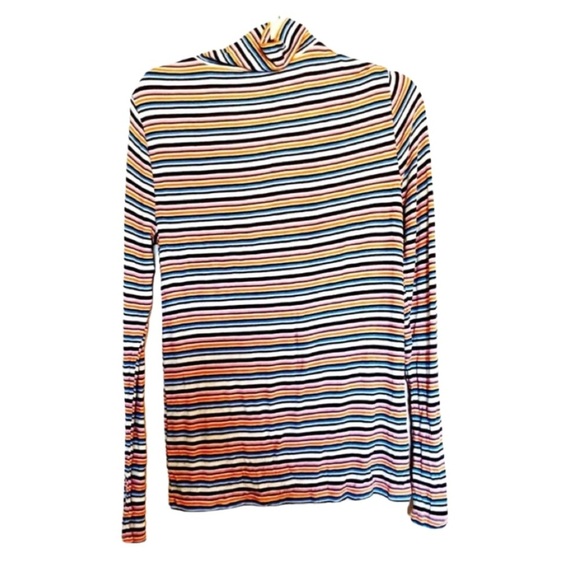GAP Ribbed Turtleneck in Multi-color Stripes Medium - Picture 2 of 5